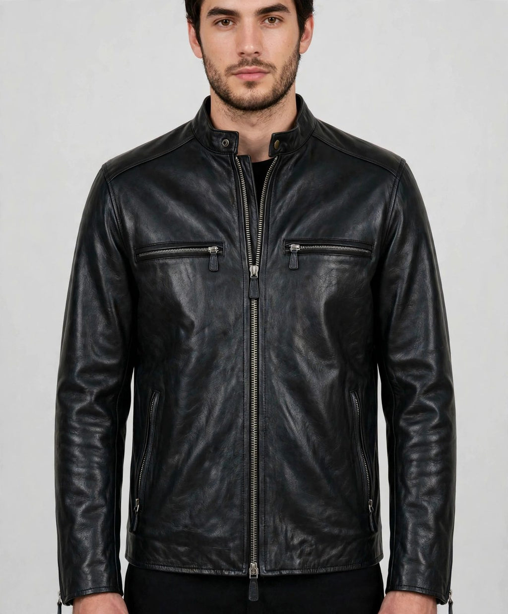 Men's Classic Black Leather Jacket