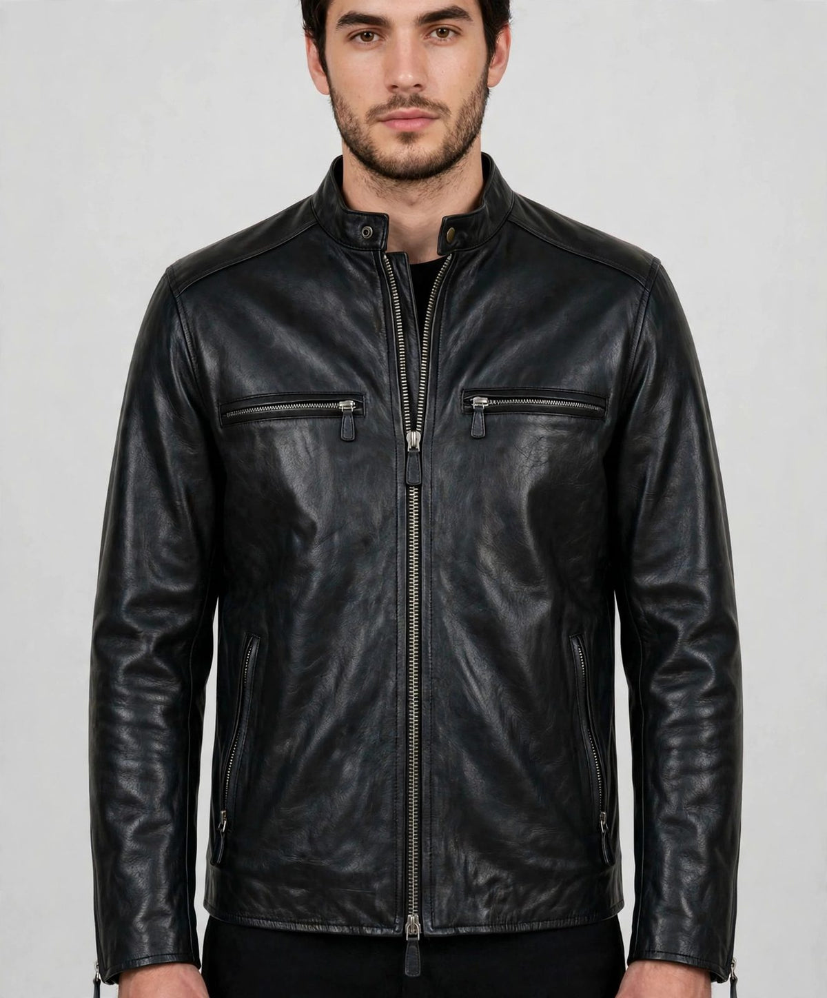 Men's Classic Black Leather Jacket