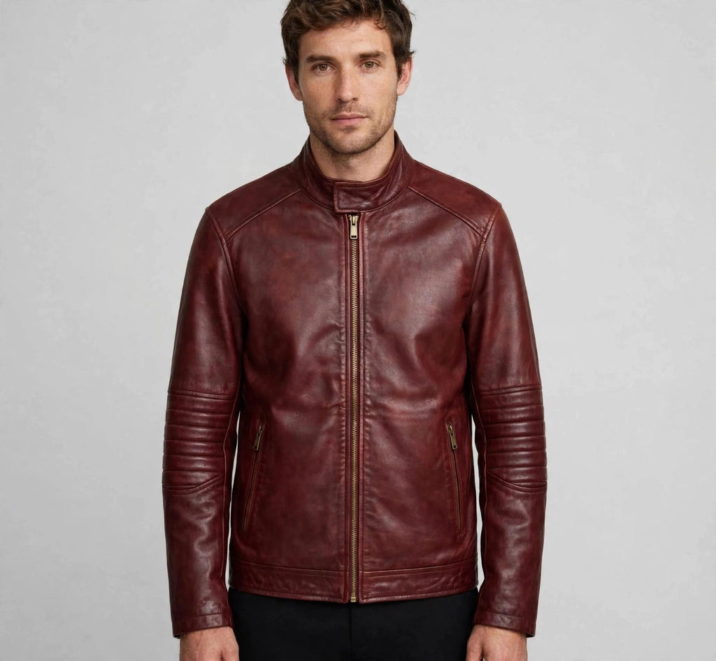 Men's Maroon Leather Jacket