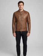 Men's Vintage Brown Quilted Leather Jacket