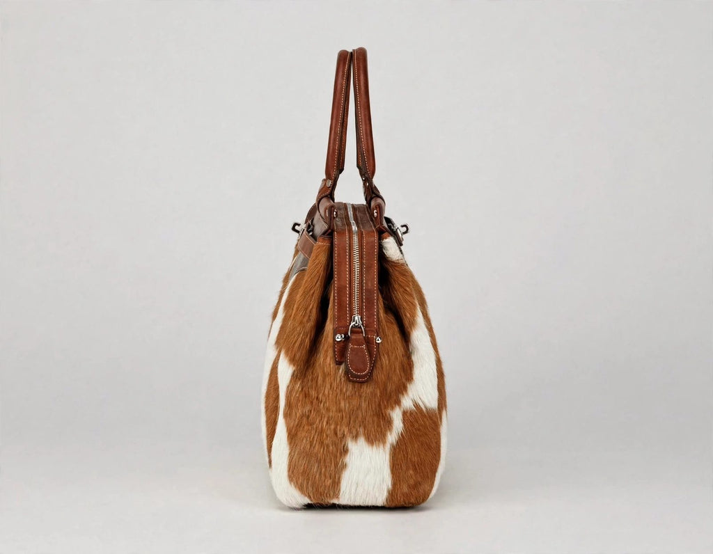 Women's Cognac & Cowhide Kelly Satchel