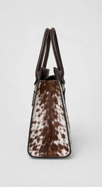 Women's Brown Speckle Cowhide Ring-Tab Tote
