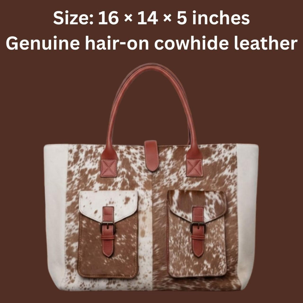 Women's Tan Speckle Cowhide Pocket Tote