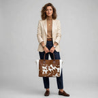 Women's Brown & White Cowhide Classic Tote