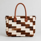Women's Brick Patchwork Cowhide Tote