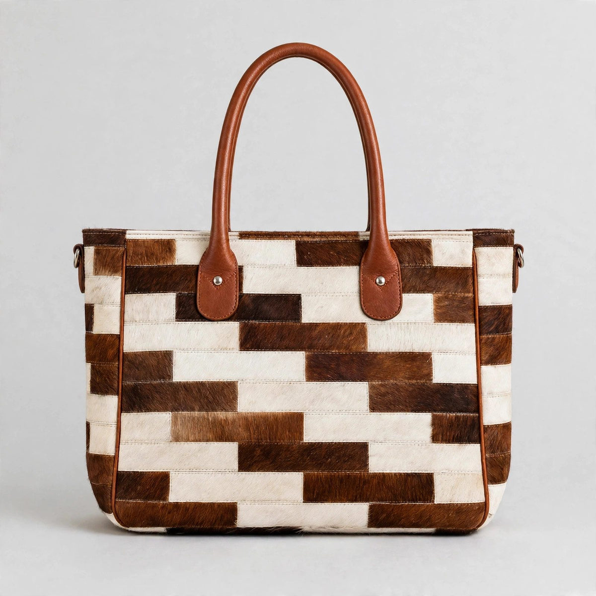 Women's Brick Patchwork Cowhide Tote