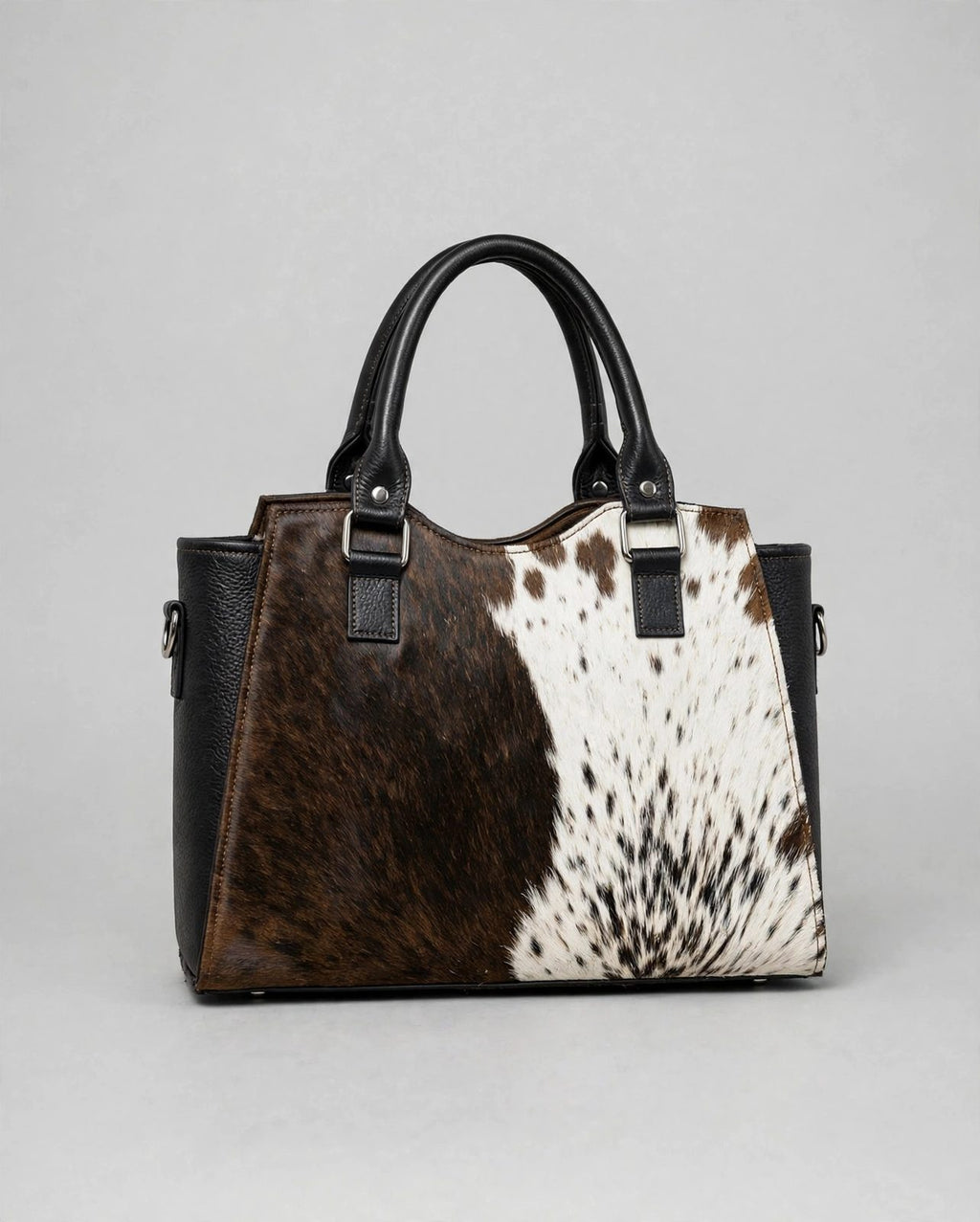 Women's Patchwork Cowhide Buckle Tote Bag