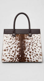 Women's Brown Speckle Cowhide Ring-Tab Tote