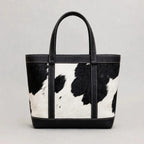 Women's Studded Black & White Cowhide Tote