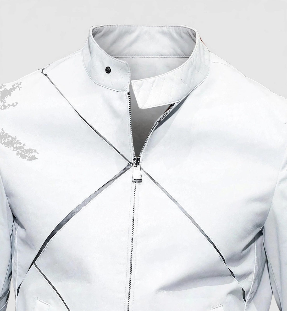 Men's White Minimalist Leather Jacket