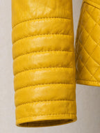 Women's Mustard Leather Biker Jacket