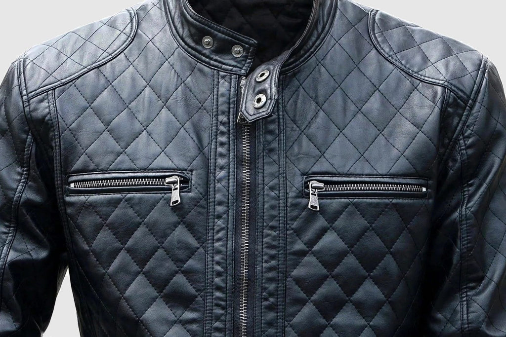 Men's Black Diamond Quilted Leather Jacket