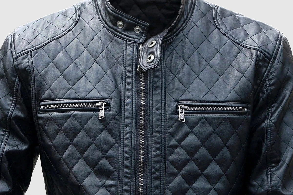 Men's Black Diamond Quilted Leather Jacket