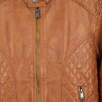 Men's Light Brown Quilted Leather Jacket
