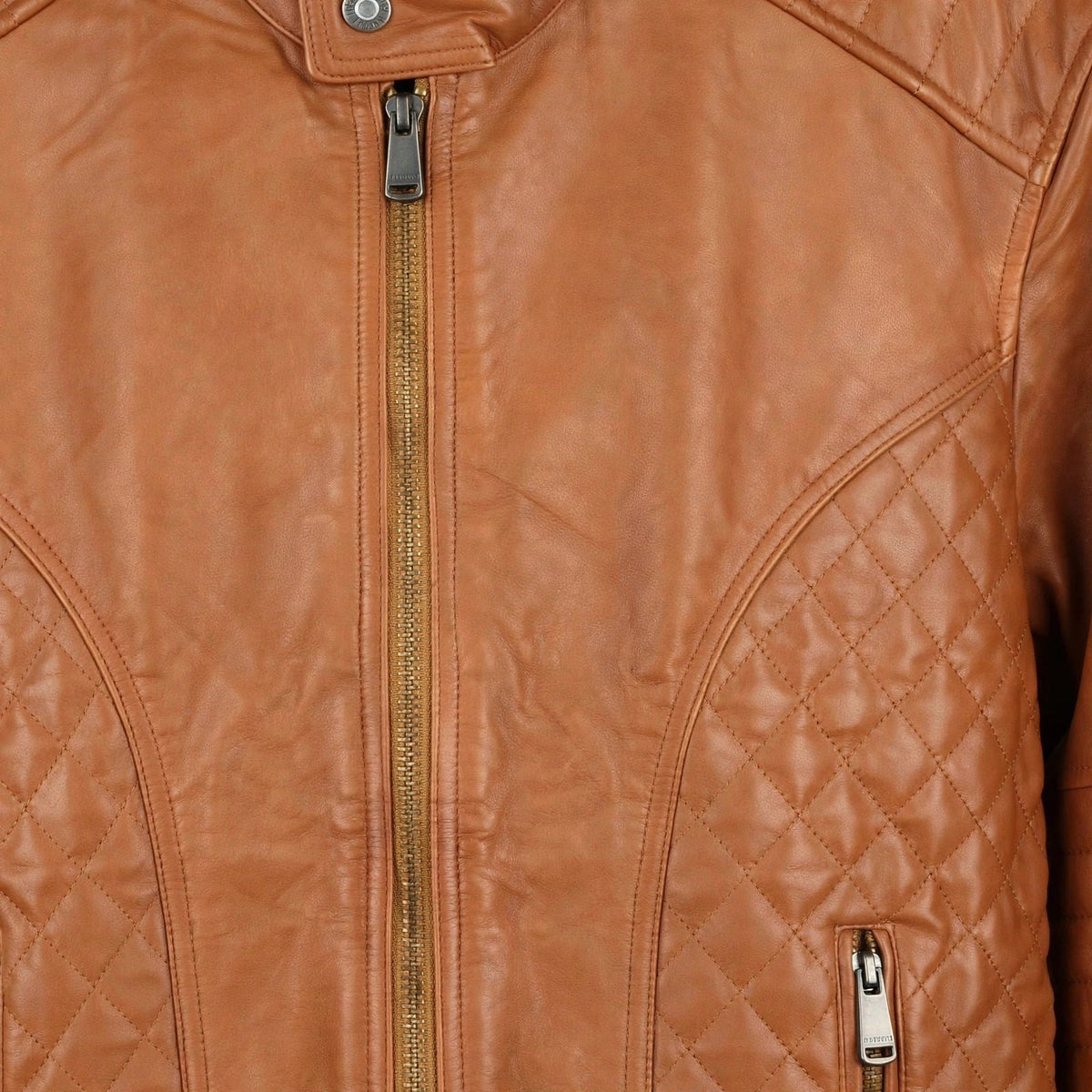 Men's Light Brown Quilted Leather Jacket