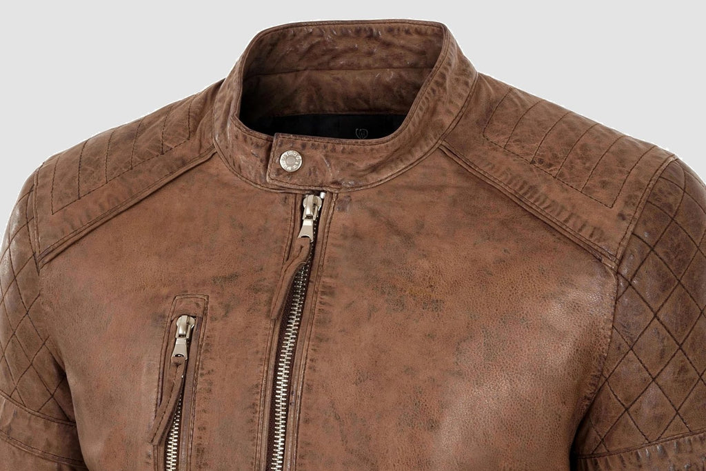 Men's Vintage Brown Quilted Leather Jacket