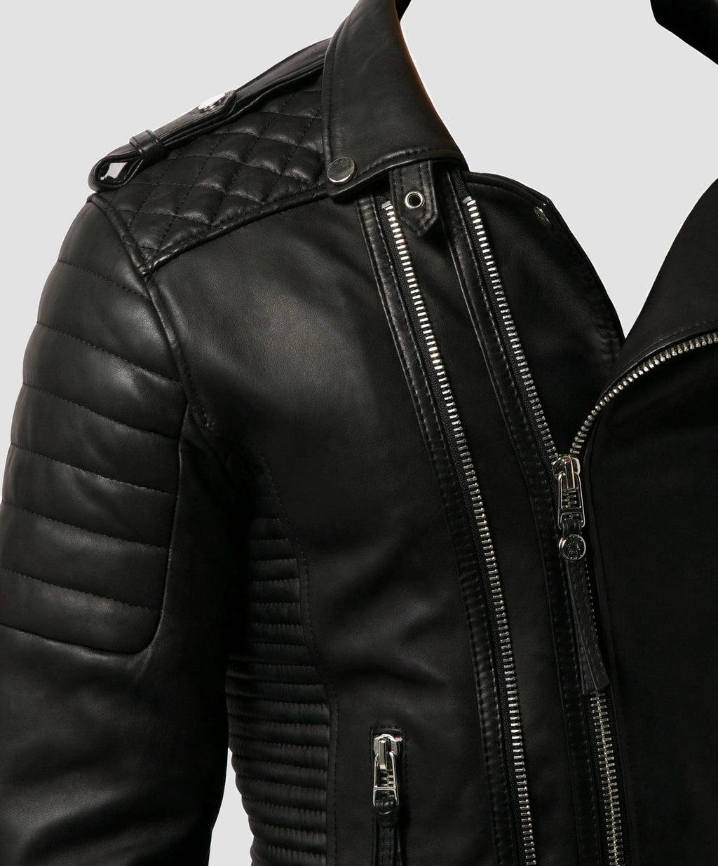 Men's Black Quilted Biker Leather Jacket