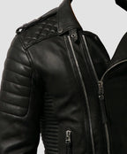 Men's Black Quilted Biker Leather Jacket