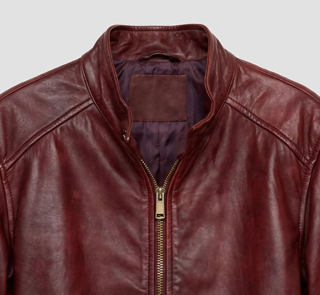 Men's Maroon Leather Jacket