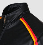 Men's Black Racing Stripe Leather Jacket