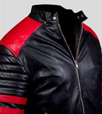 Men's Black & Red Racing Leather Jacket