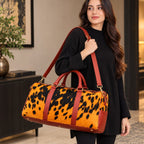 Amber Tortoise Barrel Cowhide Leather Duffel Bag