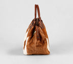 Women's Rust & White Cowhide Turn-Lock Satchel