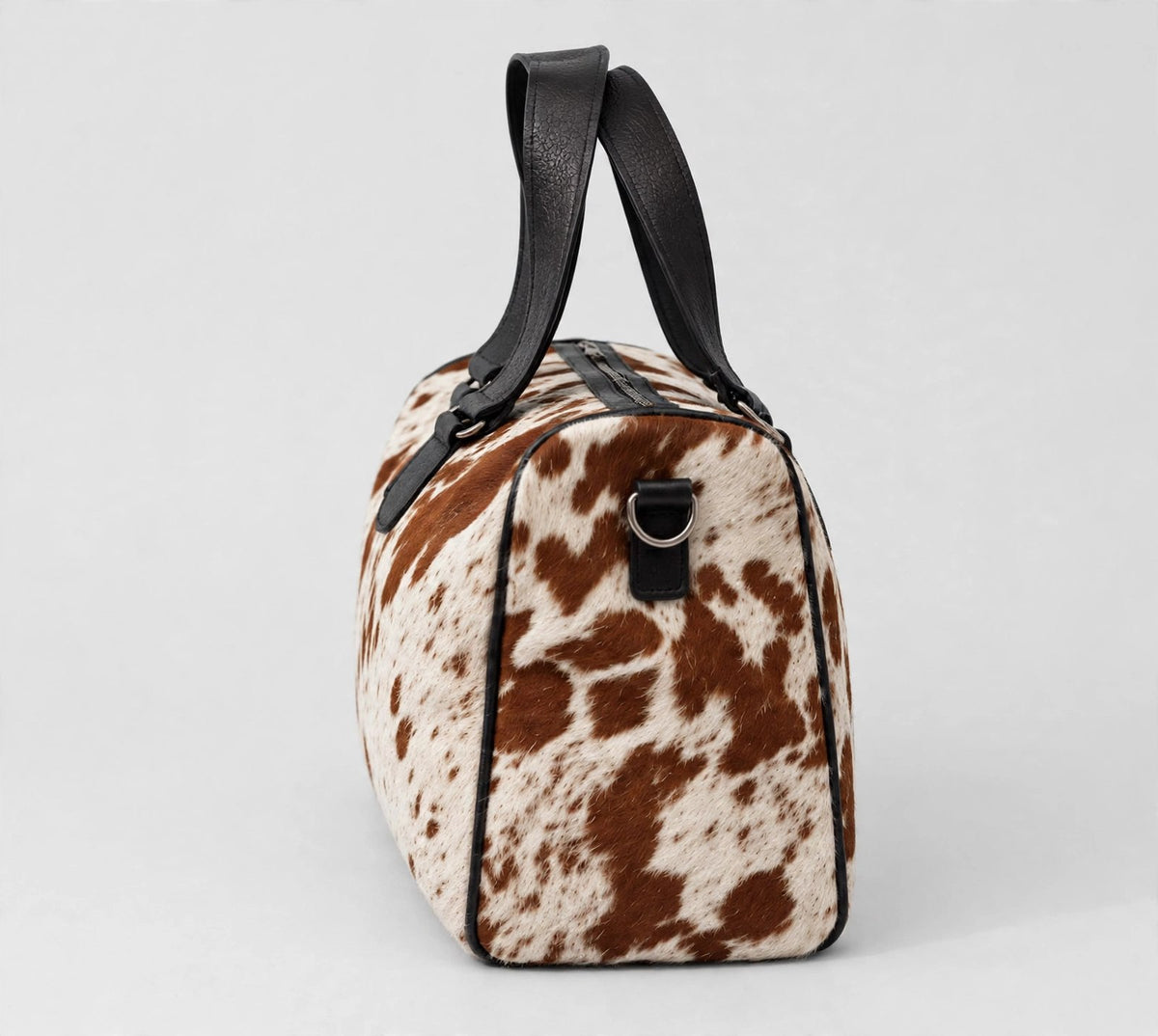 Rust & White Speckle Cowhide Leather Duffel Bag