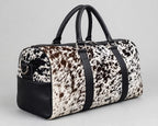 Black & White Fine Speckle Cowhide Leather Duffel Bag