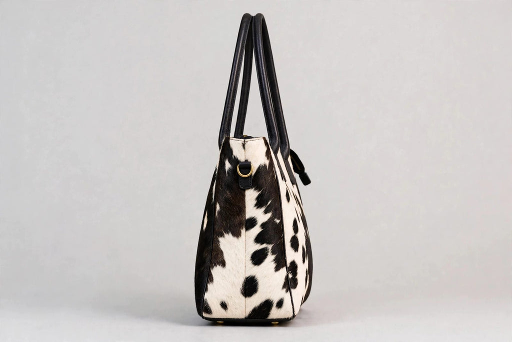 Women's Black & White Speckle Cowhide Tote