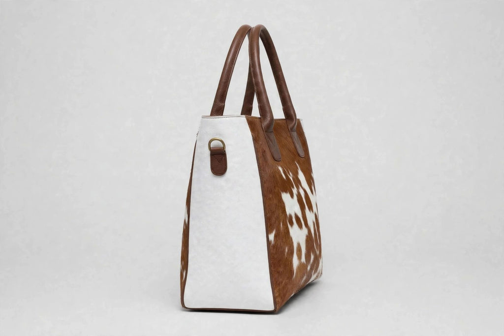 Women's Brown & White Cowhide Classic Tote