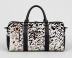 Black & White Fine Speckle Cowhide Leather Duffel Bag