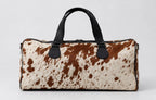 Rust & White Speckle Cowhide Leather Duffel Bag