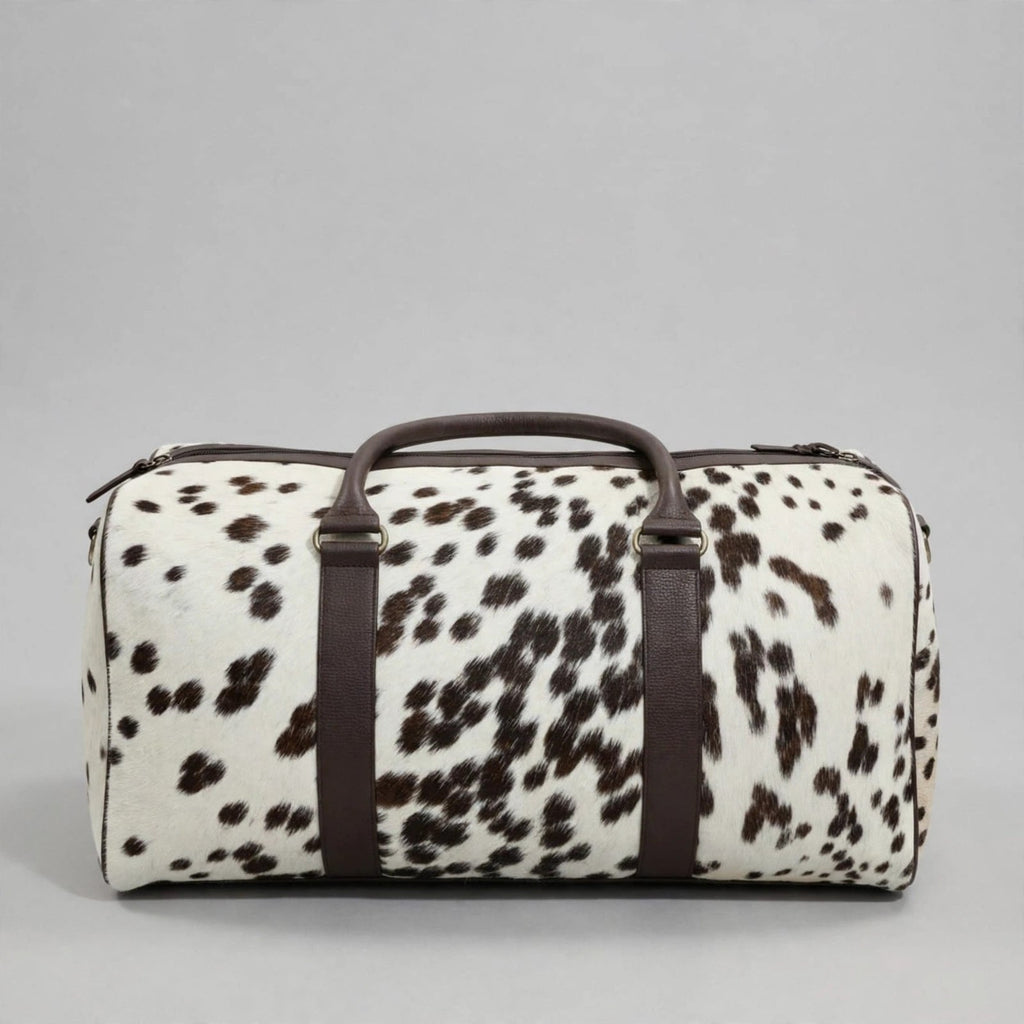 Chocolate Speckle Cowhide Leather Duffel Bag