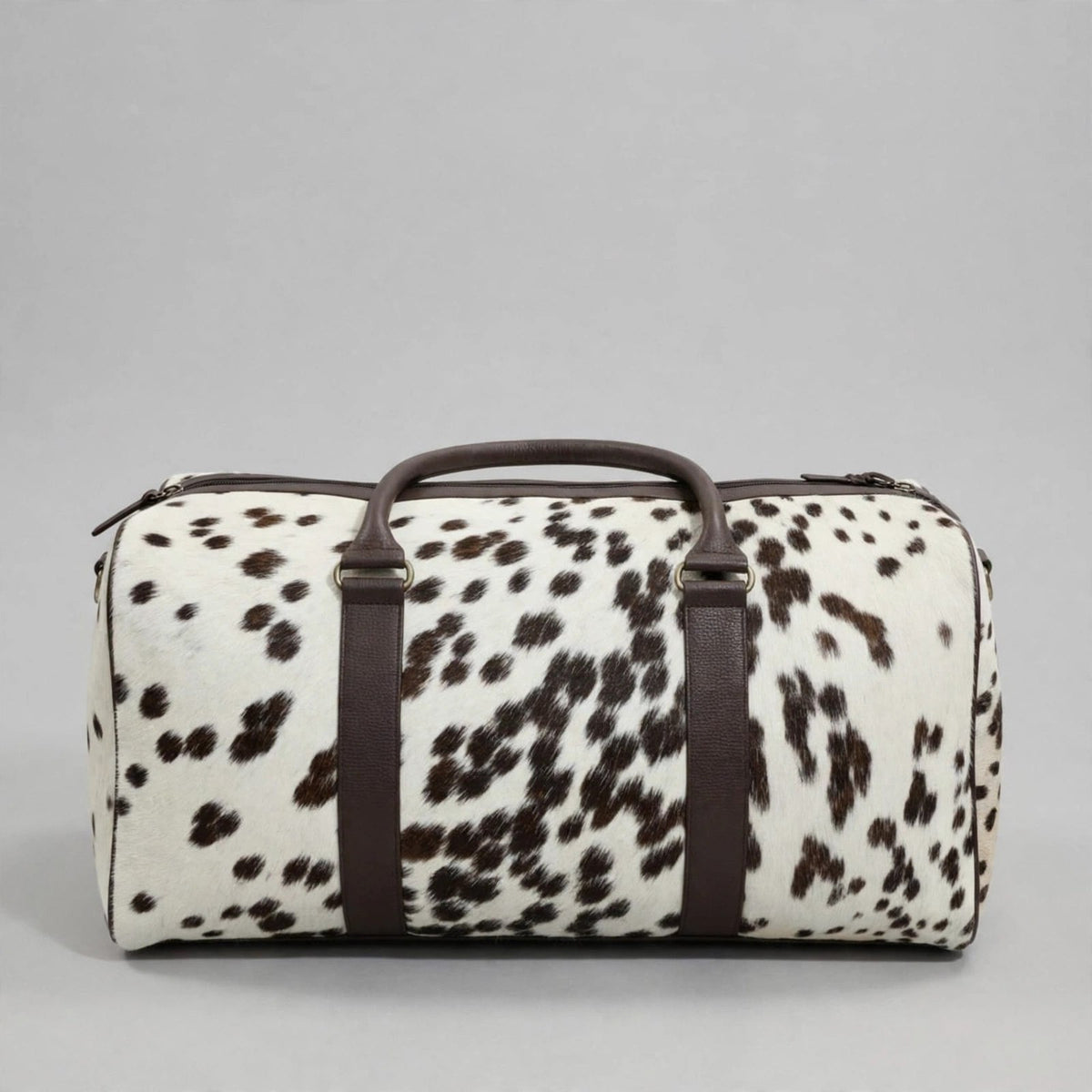 Chocolate Speckle Cowhide Leather Duffel Bag