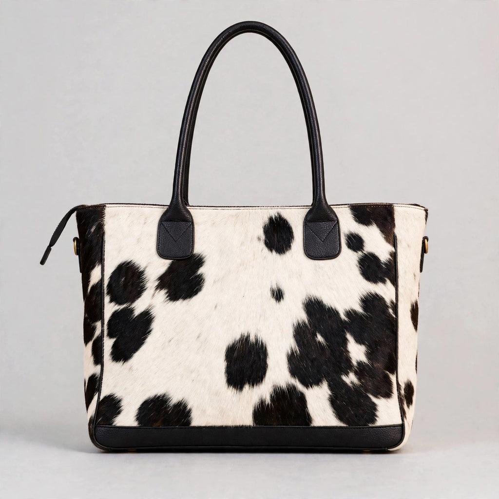 Women's Black & White Speckle Cowhide Tote