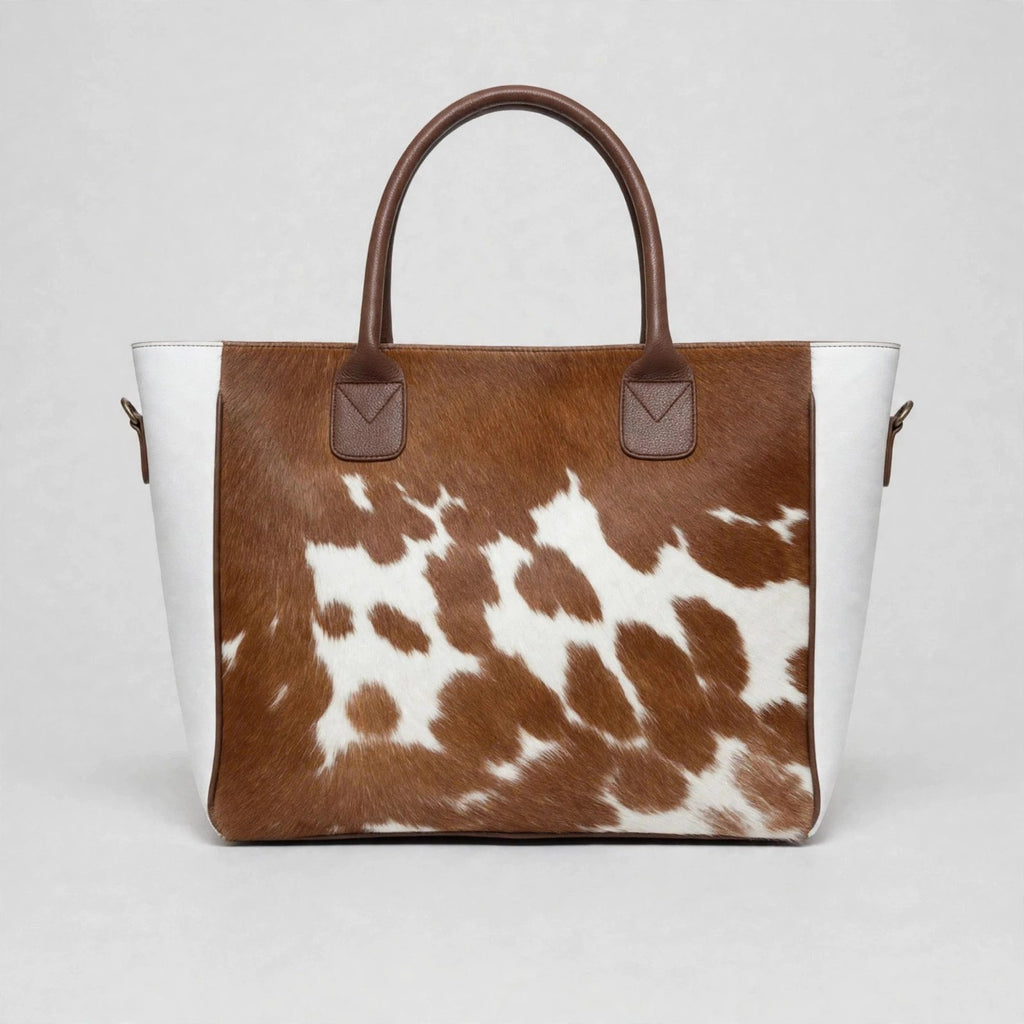 Women's Brown & White Cowhide Classic Tote