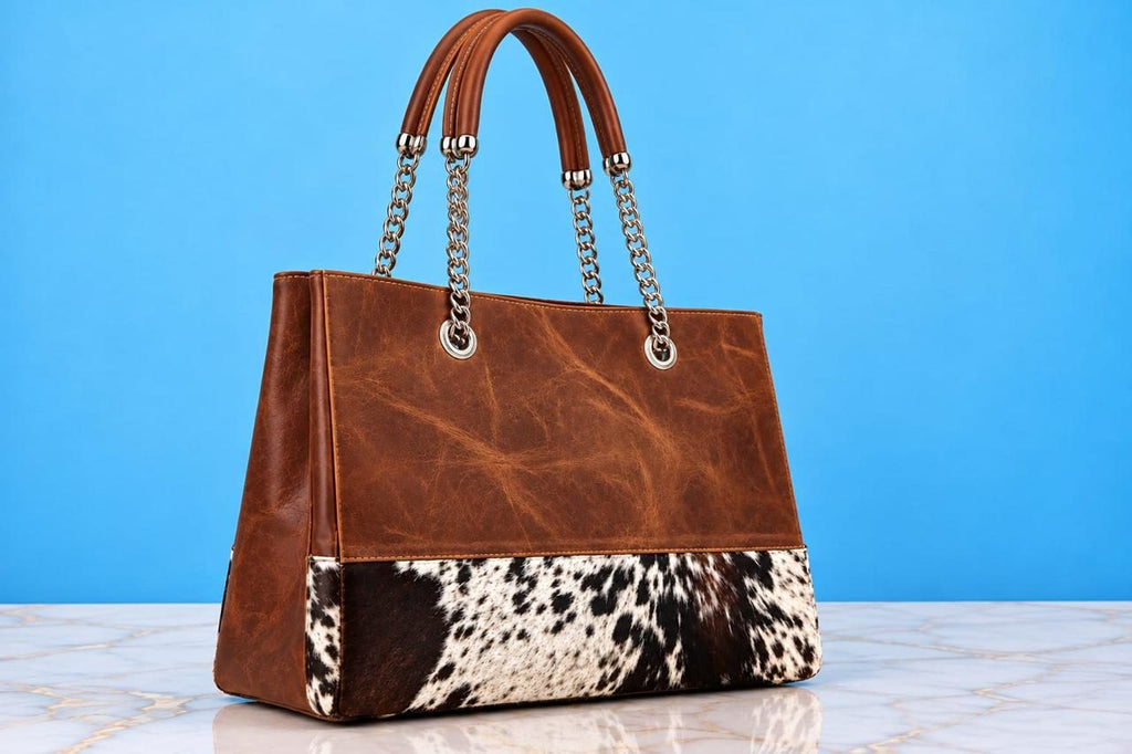 Women's Brown Cowhide Chain Tote