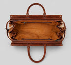 Women's Rust & White Cowhide Turn-Lock Satchel