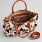 Women's Diamond Patchwork Cowhide Handbag