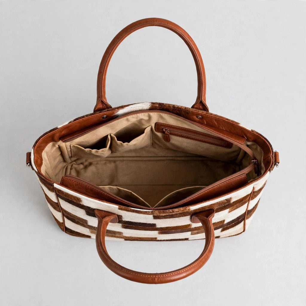 Women's Brick Patchwork Cowhide Tote