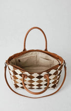 Women's Diamond Patchwork Cowhide Tote