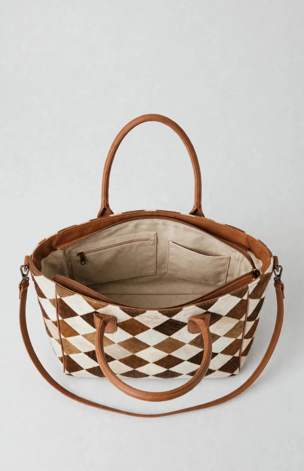 Women's Diamond Patchwork Cowhide Tote