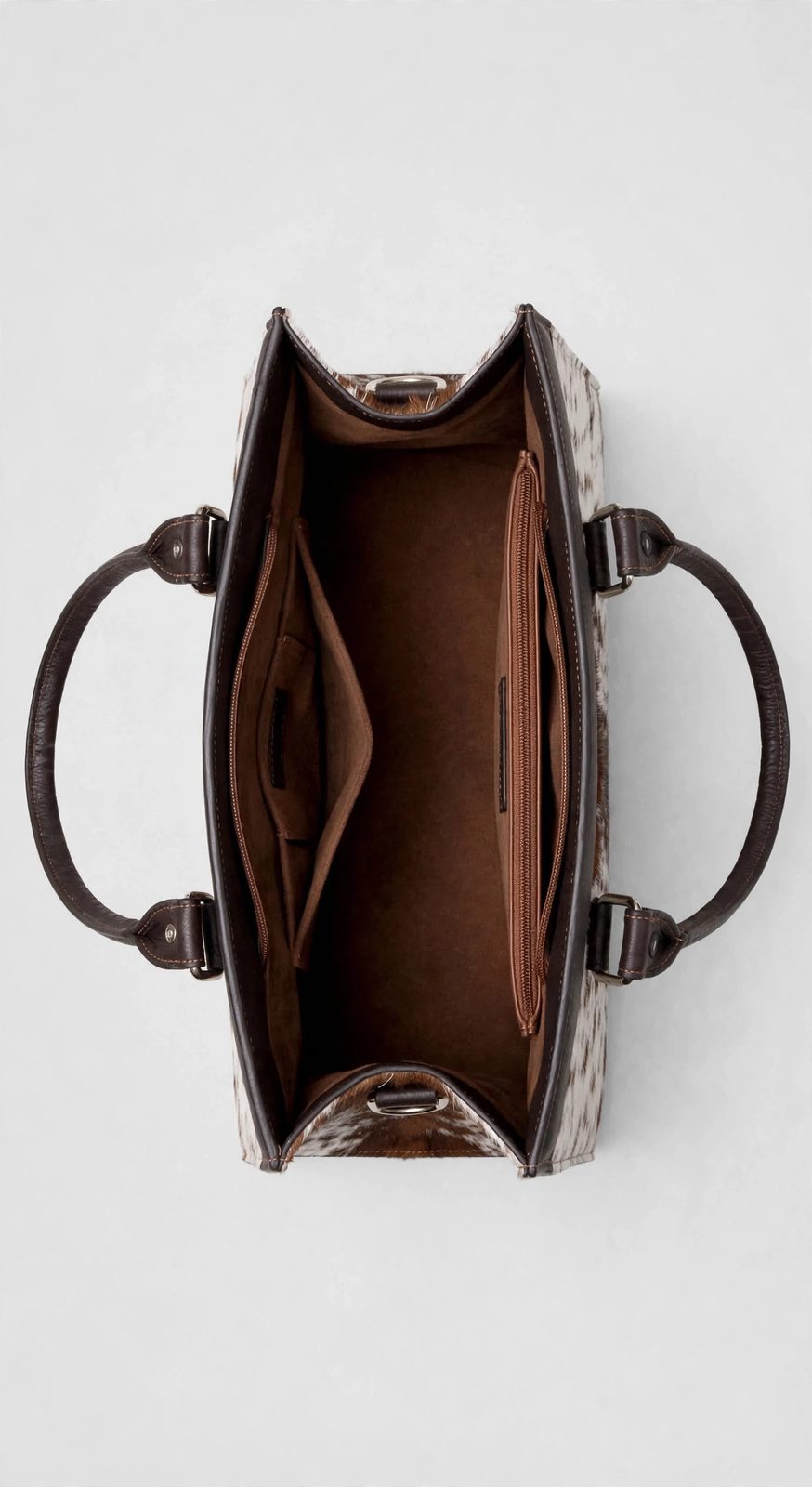 Women's Brown Speckle Cowhide Ring-Tab Tote