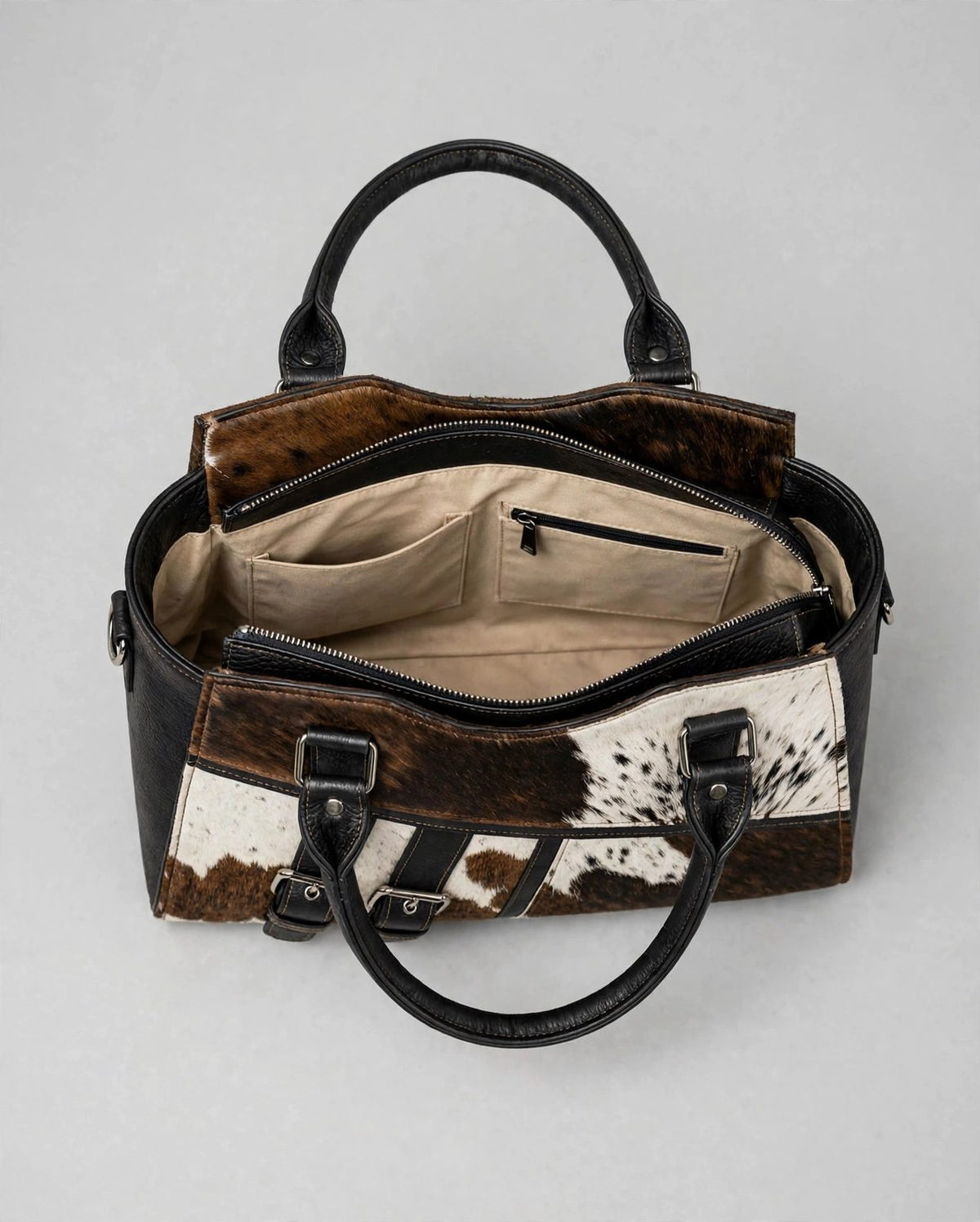 Women's Patchwork Cowhide Buckle Tote Bag