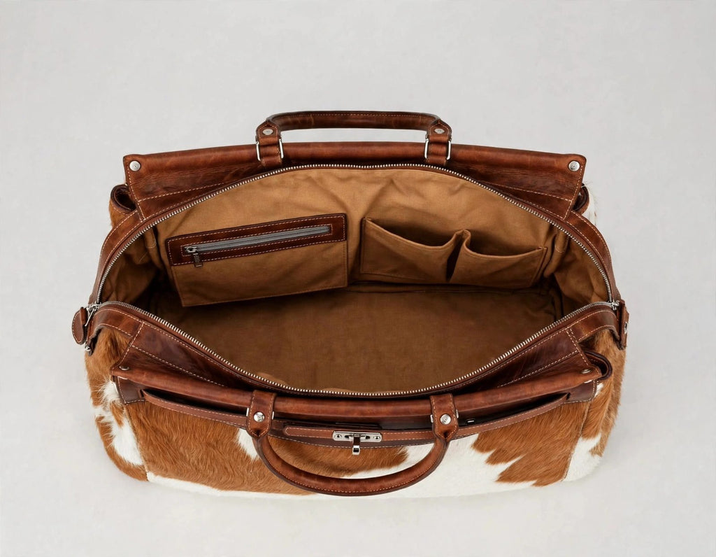 Women's Cognac & Cowhide Kelly Satchel