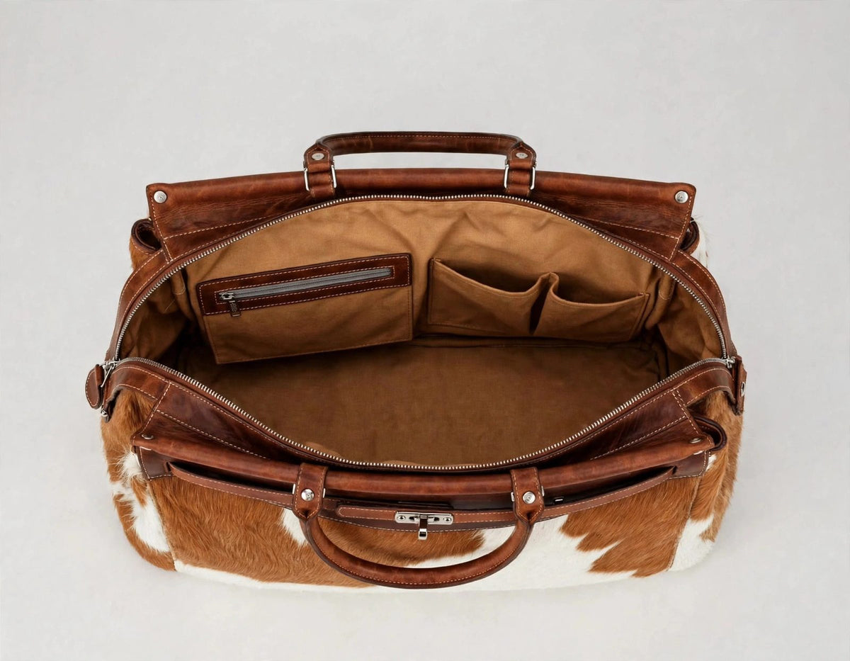 Women's Cognac & Cowhide Kelly Satchel