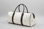 White & Brown Speckle Cowhide Leather Duffel Bag