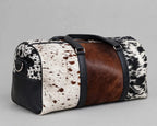 Tricolor Cowhide Leather Duffel Bag