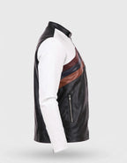 Men's Diagonal Striped Leather Jacket